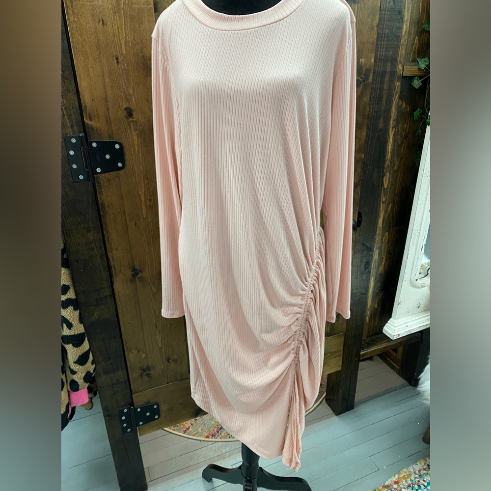 Storyteller Soft Pink Ribbed Dress